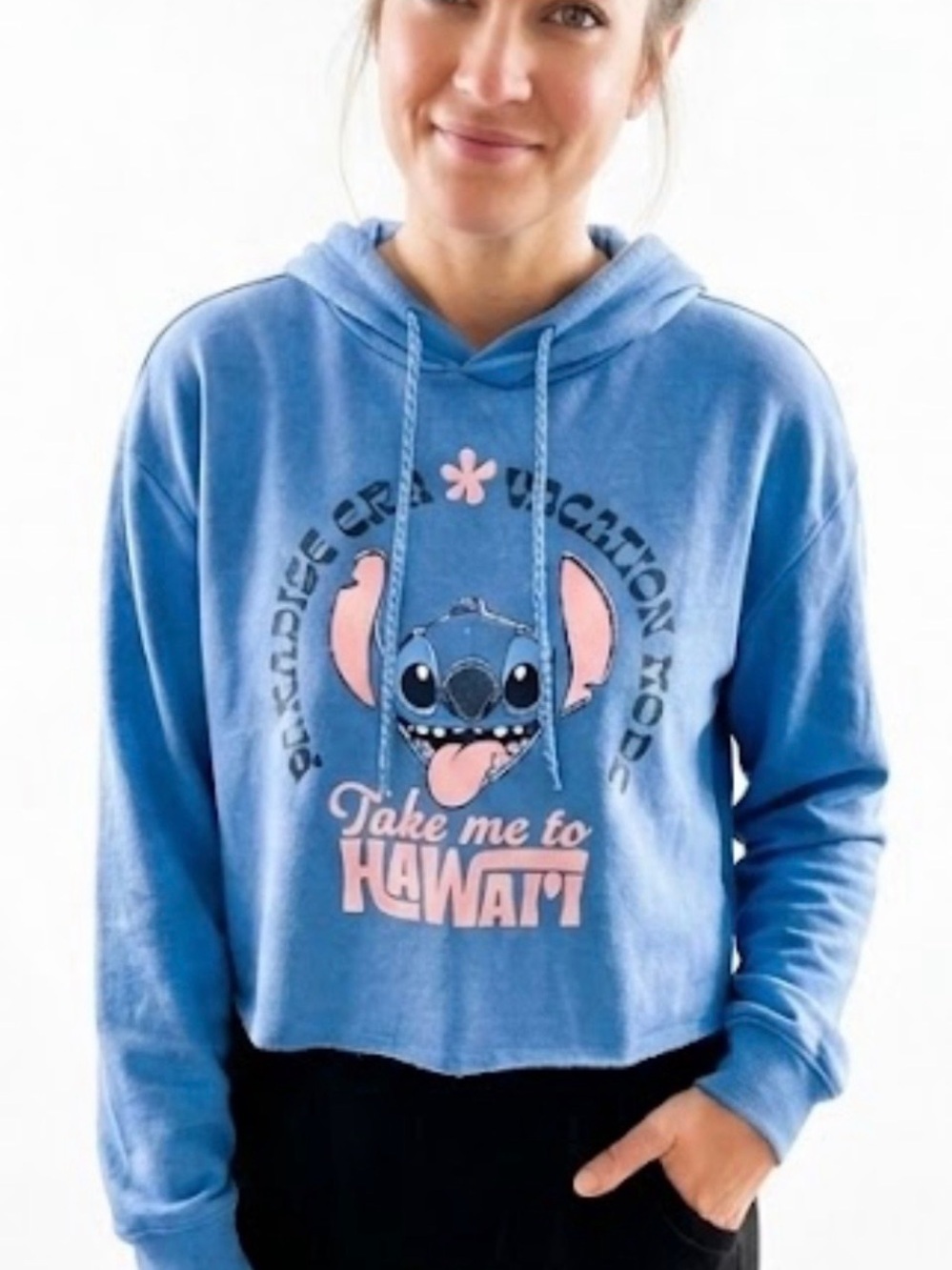 Disney Blue Hoodie Sweatshirt with Pink Graphic